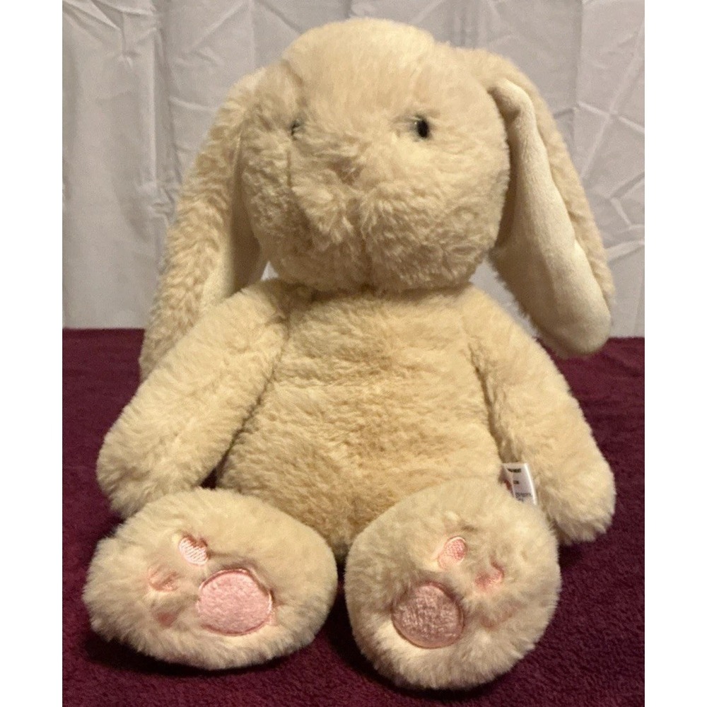 Aurora 9" Bunny with Pink Toes Soft Stuffed Animal, Cream
